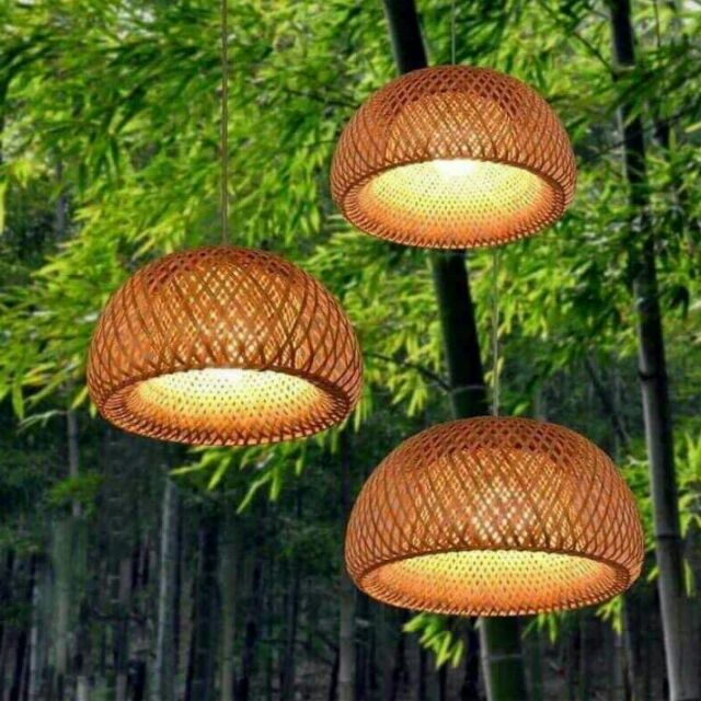 Chao đèn mây tre tròn 2 lớp, đèn mây tre đèn lồng tre (LH 0978945425)