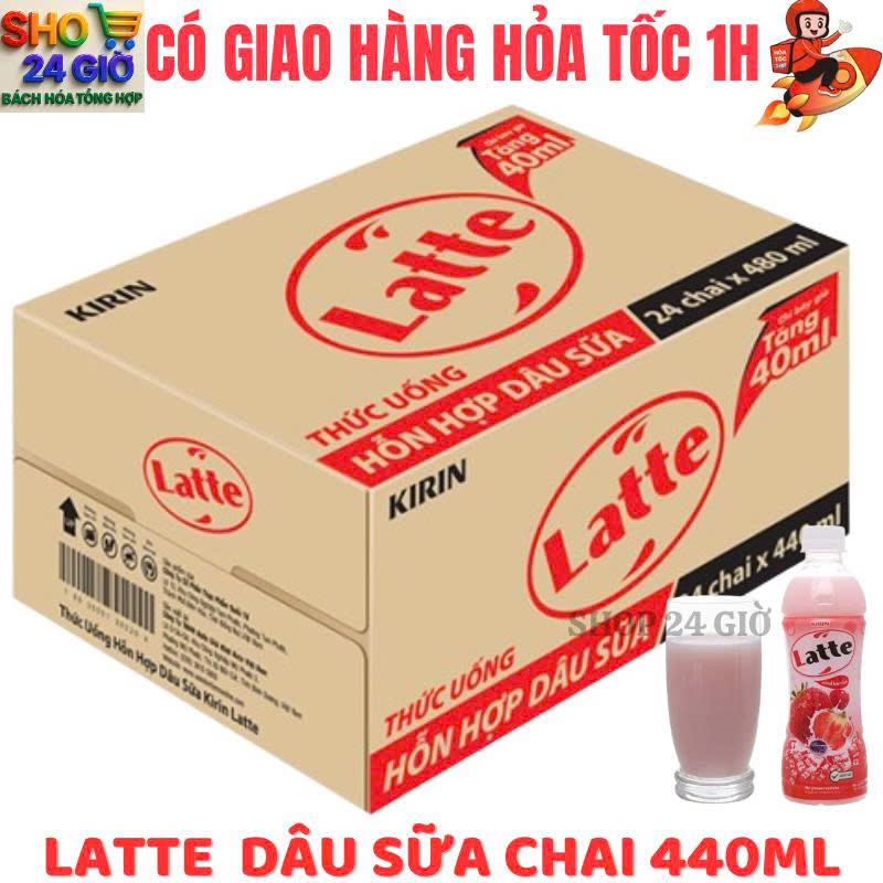 [ CHỈ GIAO ĐƠN HỎA TỐC Ở HCM ] Latte sữa  dâu hỗn hợp thung 24 chai 440 ml