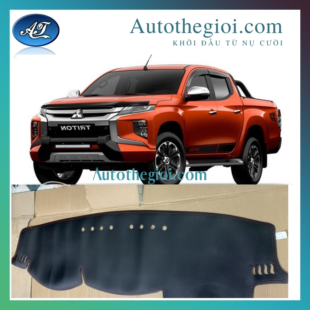 Thảm taplo mitshubishi triton 2018-2020 chất liệu da vân cabon