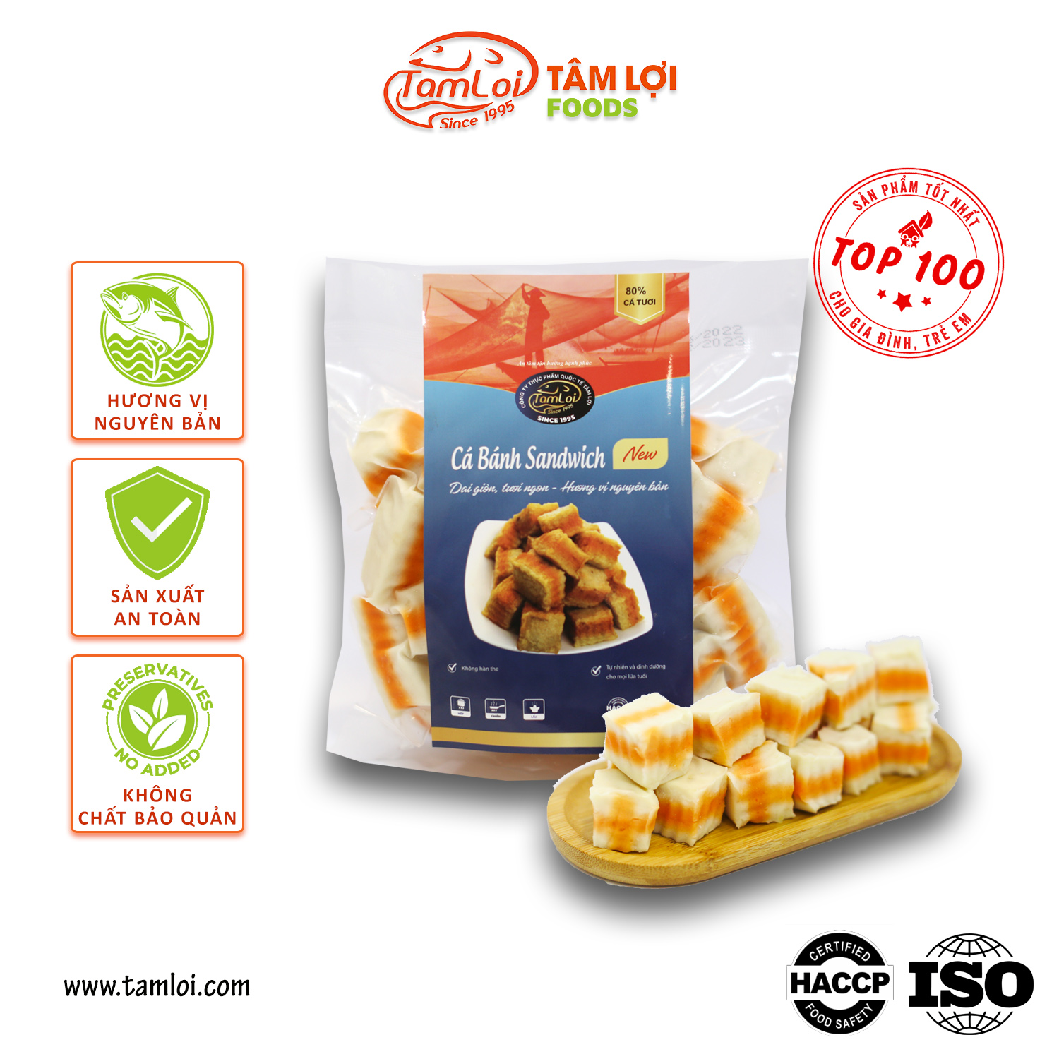 Viên thả lẩu - cá bánh sandwich tâm lợi, loại cao cấp - 200 gram - 500 gram