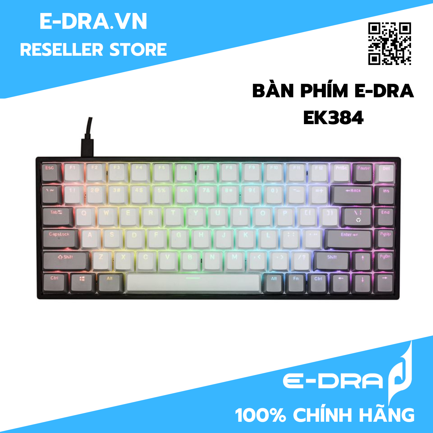 Bàn phím cơ e-dra ek384 huano led rgb - hàng chính hãng