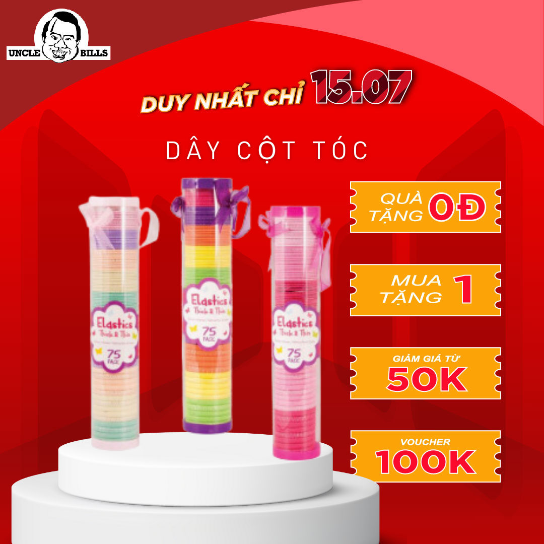 Dây cột tóc trong ống dài 75 cái uncle bills ah0242