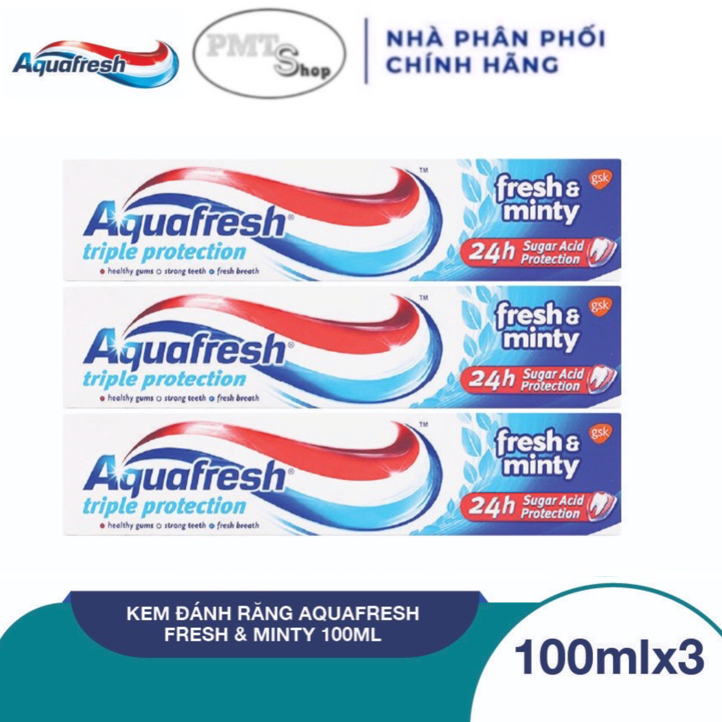 Kem đánh răng Aquafresh Fresh & Minty 100ml hương bạc hà thơm mát