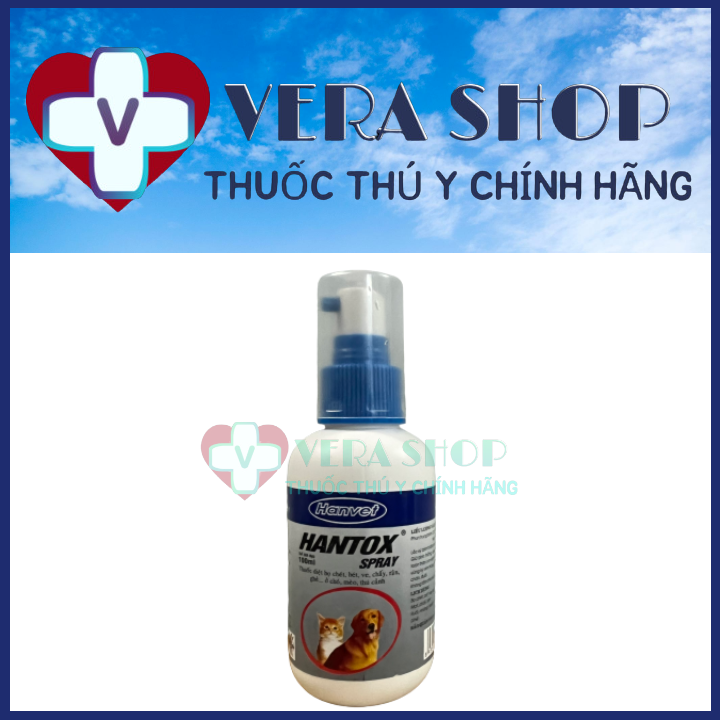 HANVET HANTOX SPRAY 100ML - Thuốc diệt bọ chét, ve, chí, rận, ghẻ trên chó mèo, thú cảnh - Sỉ Lẻ Thuốc Thú Y