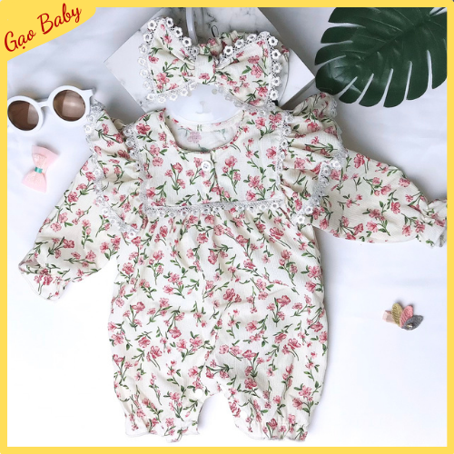 Body Dài Tay, Body đùi, Body suit, Body liền thân, Body thu đông Cho Bé gái Hoạ Tiết Hoa Nhí Cổ Bèo