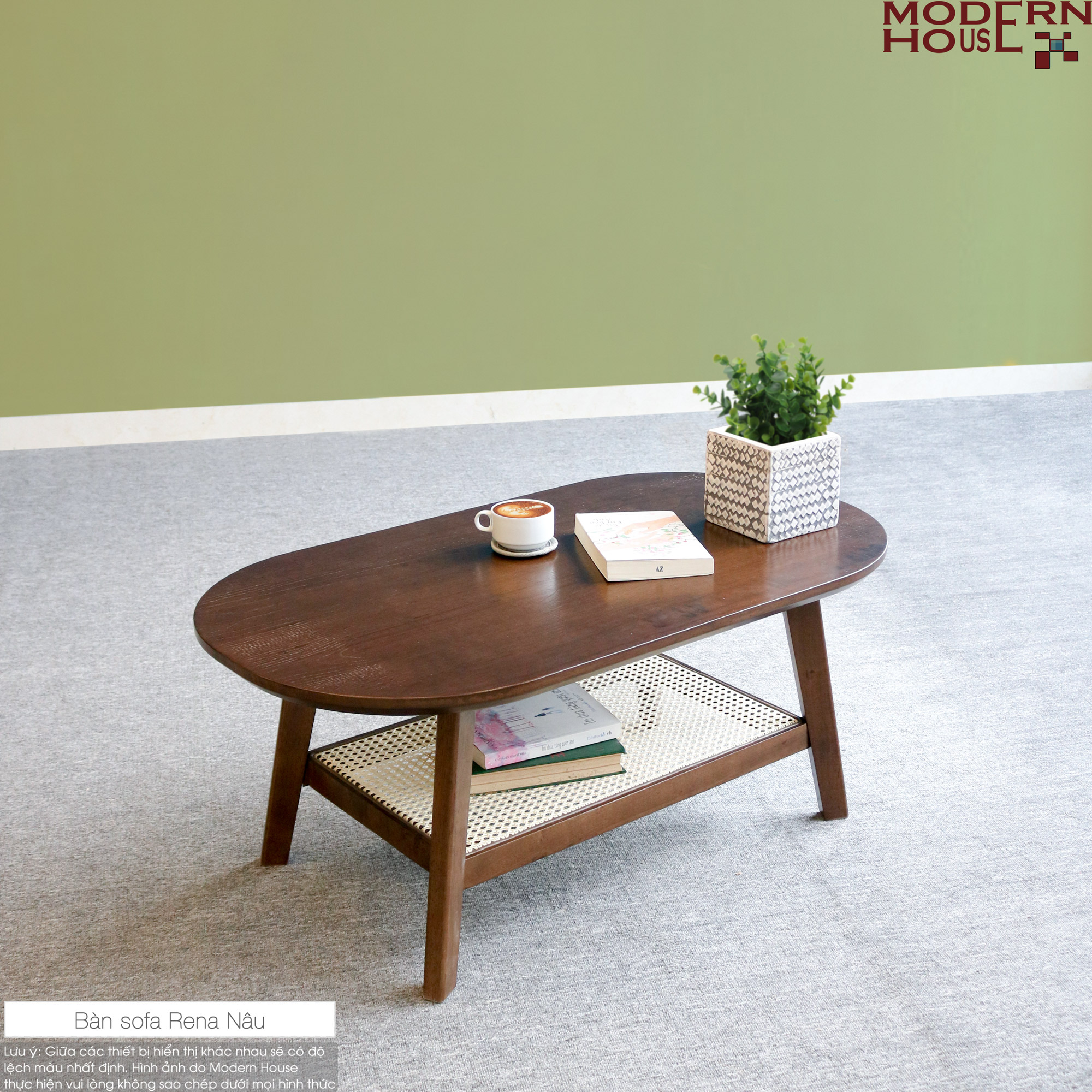 Bàn sofa rena gỗ cao su kết hợp mây nhựa siêu bền