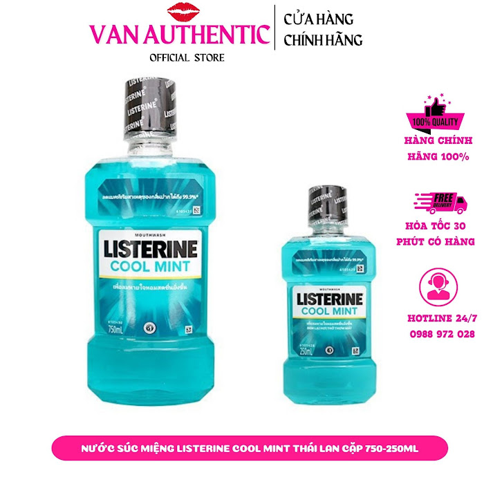 Combo 2 chai nước súc miệng listerine thái lan