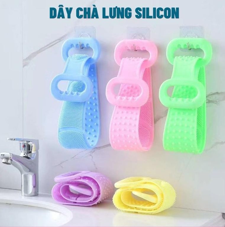 Dây Cọ Tắm Cọ Lưng Dây Chà Lưng Mát xa Silicon 2 Mặt Hàng Loại 1 an toàn cho da làm sạch da sau lưng