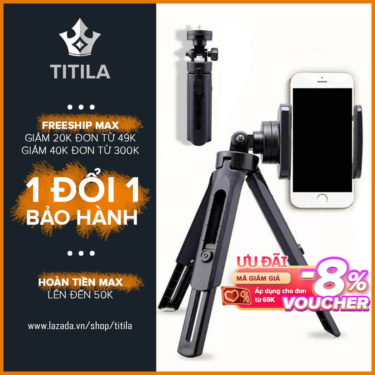Gậy chụp ảnh 3 chân Mini Gậy tự sướng selfie cầm tay hỗ trợ live stream xem phim