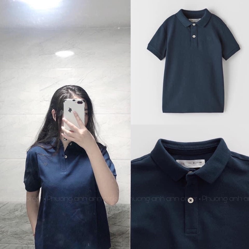 Áo polo zara trăng cổ đức cộc tay nam nữ hàng đẹp