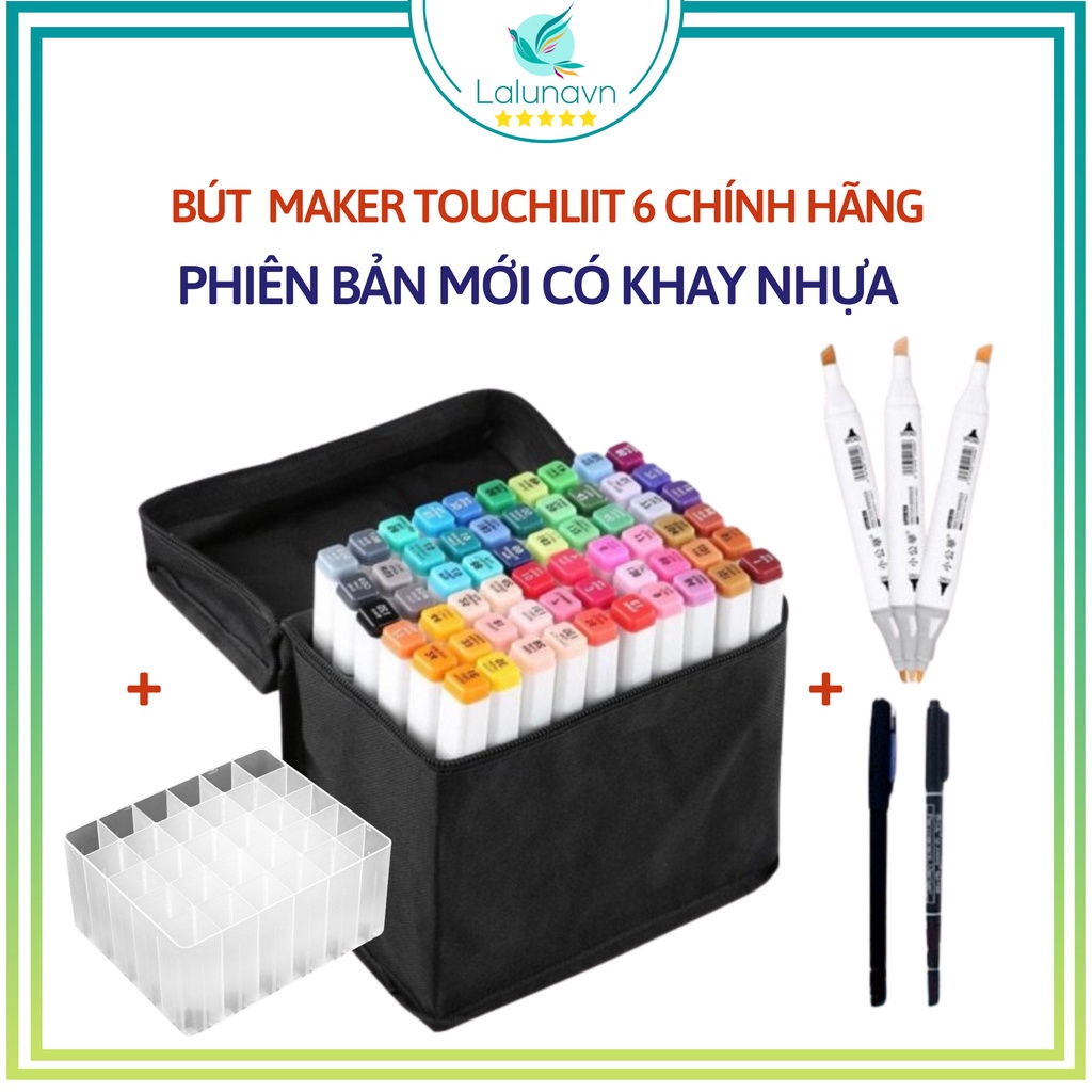 Bút màu Marker Touchliit 6 bản Mới CÓ KHAY Túi Vải 30/60/80 họa cụ bút dạ màu vẽ học sinh - B62