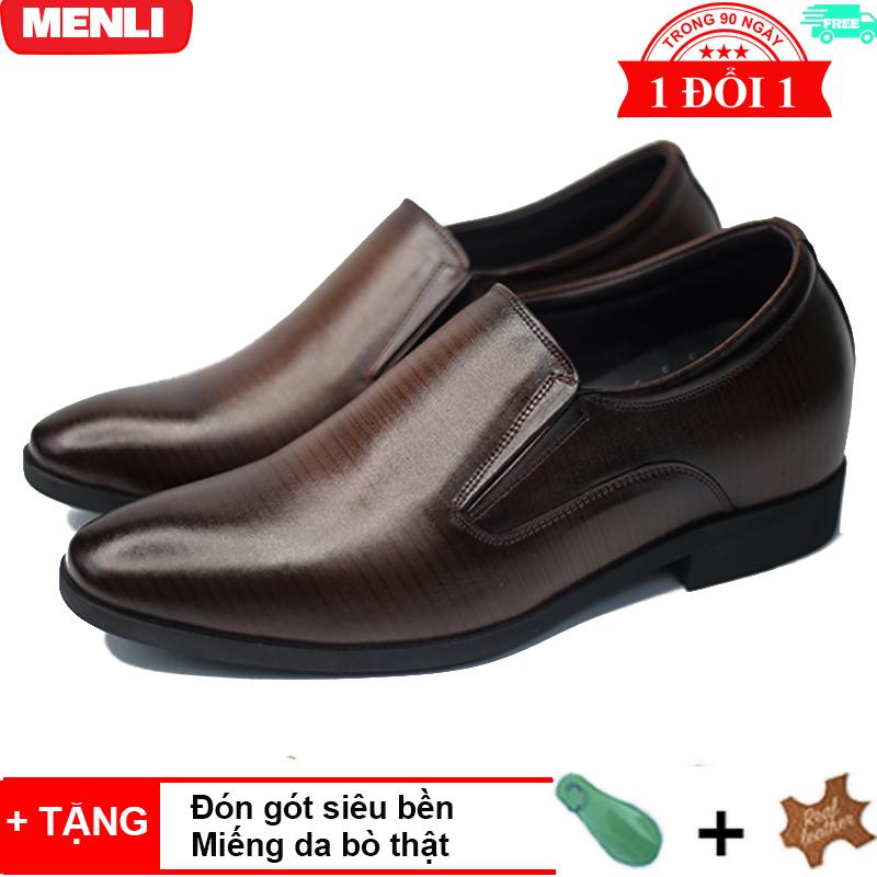 Giày lười tăng chiều cao 6.5cm  DA BÒ 100% MENLI  GLLZ152 (Có video)