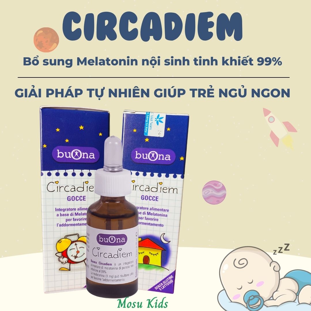 Hỗ trợ bé ngủ ngon Circadiem siro Melatonin tinh khiết 99% chai 20ml