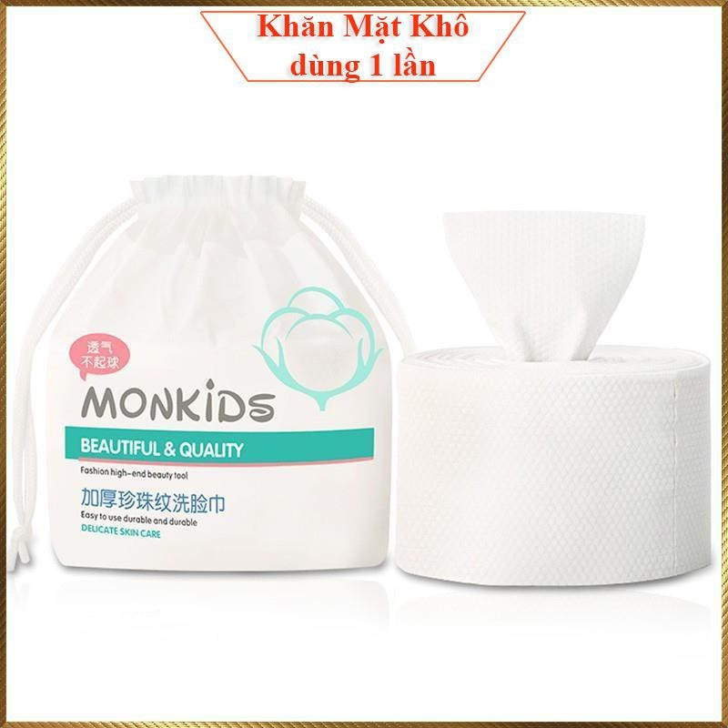 Khăn lau mặt khô Monkids túil lớn 260g dùng 1 lần lau khô lau ướt HT Beauty12