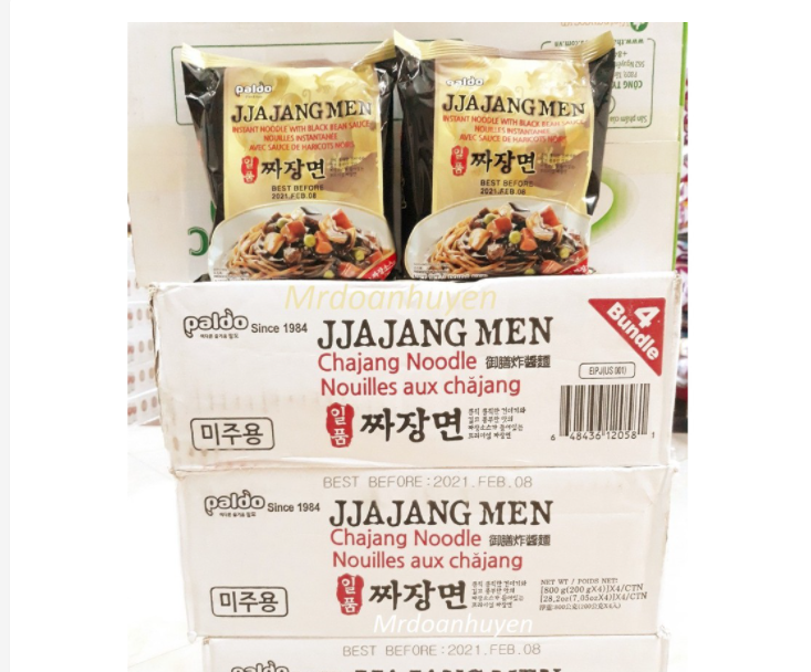 Thùng 16 Gói 200g Mì Trộn Tương Đen JJAJANGMEN Paldo Hàn Quốc