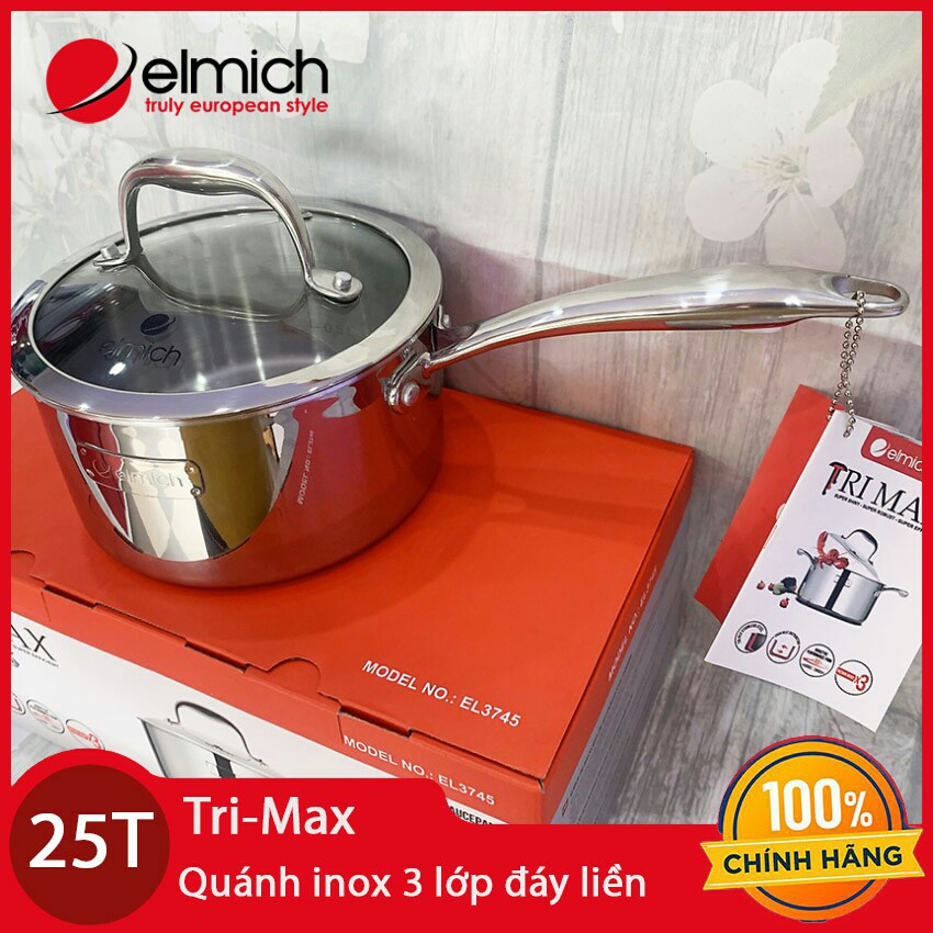 QUÁNH INOX 3 LỚP ĐÁY LIỀN ELMICH TRIMAX 16 CM EL3745