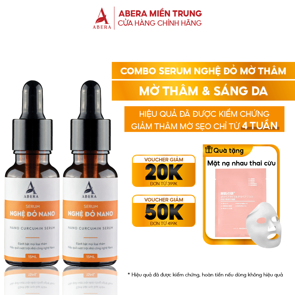 Serum mờ thâm mụn, thâm quầng mắt, thâm nách Nghệ Đỏ Nano ABERA - Serum giảm thâm mắt, thâm mụn, thâm mắt, thâm nách, thâm mông hiệu quả