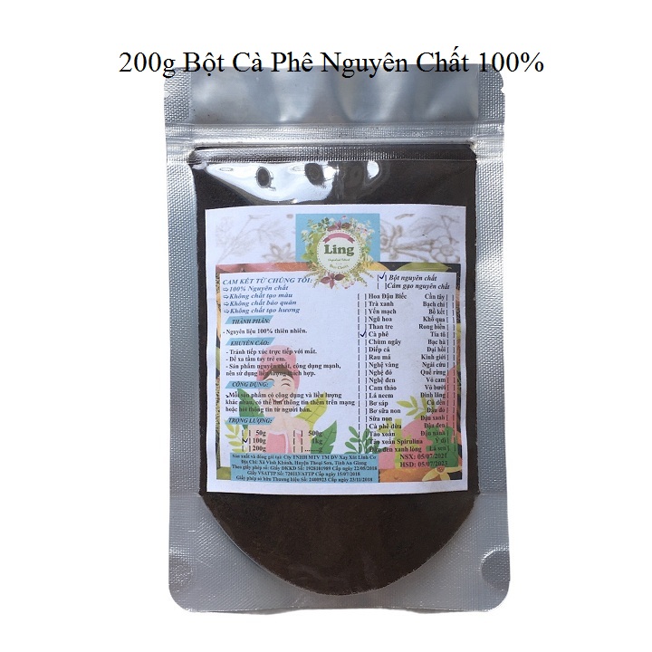 Bột Cà phê 100g-200g có giấy VSATTP và ĐKKD nguyên chất thiên nhiên 100% dùng để đắp mặt đa công dụng