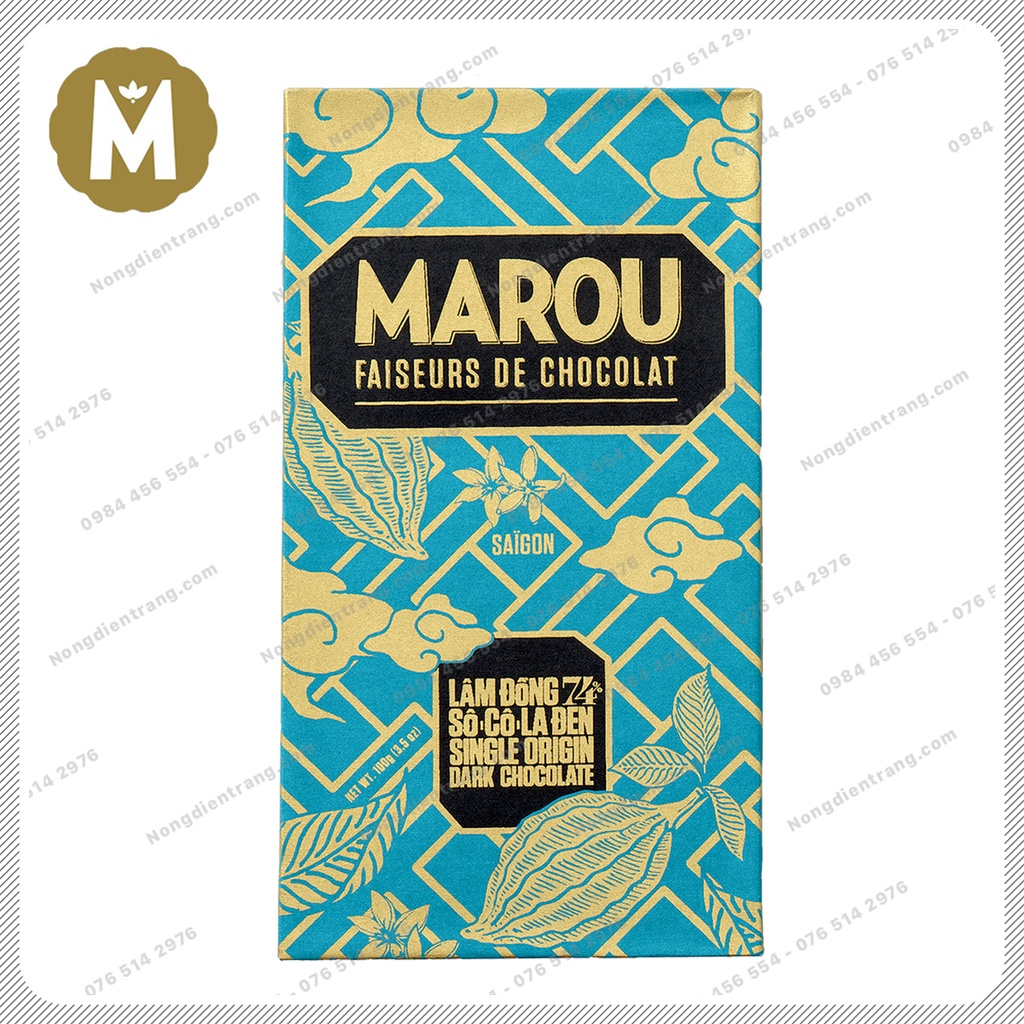Marou Chocolate Lam Dong 74% Socola Đen - Thanh 24g