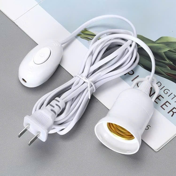 Dây Đui Đèn E27 Dài 5m Có Công Tắc & Móc Treo – Chuôi Đèn Cắm Điện 220V Dùng Ngay