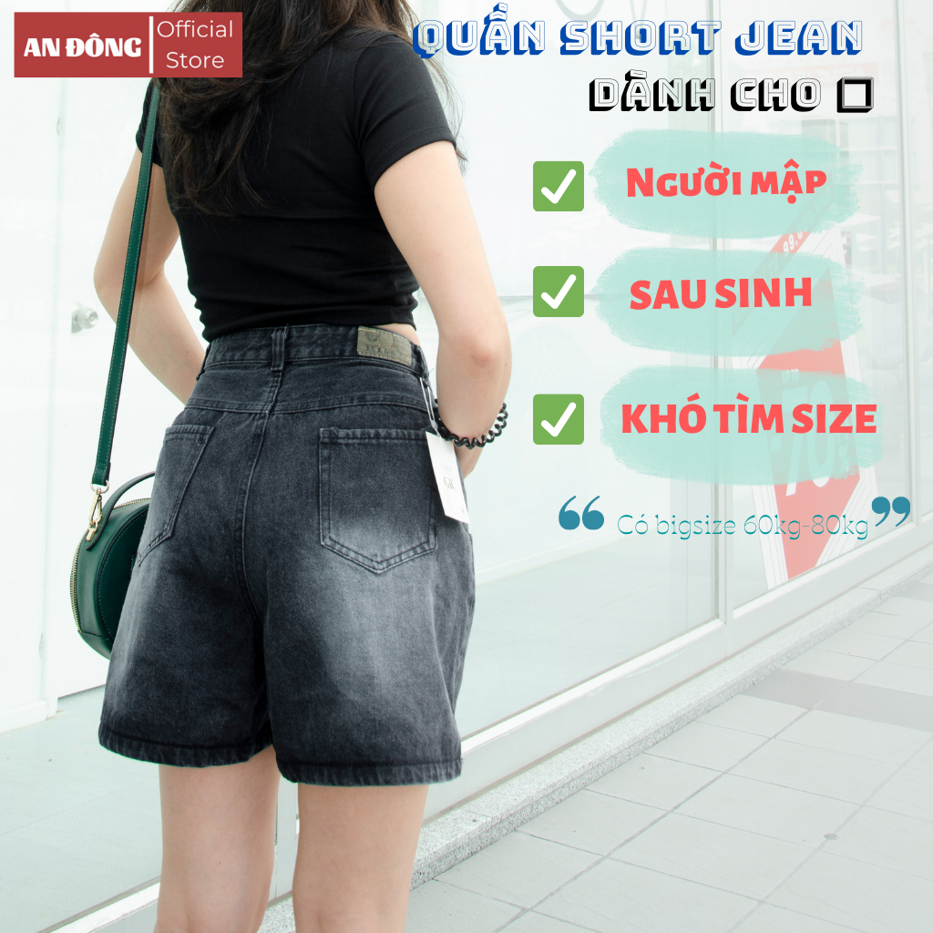 Quần short nữ jean ống rộng lưng cao có bigzise (JN)