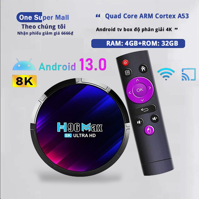 Android tv box độ phân giải 4K android 13.0 bluetooth 5.0 băng tần kép bảo hành 1 năm H96MAX tv box