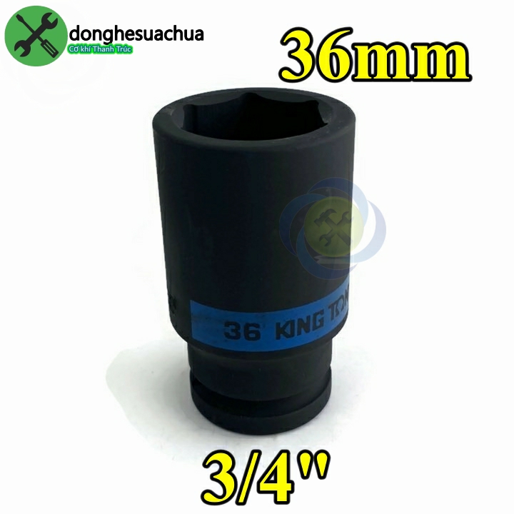 Tuýp 36mm 3/4 kingtony 643536m loại ngắn 6 cạnh màu đen