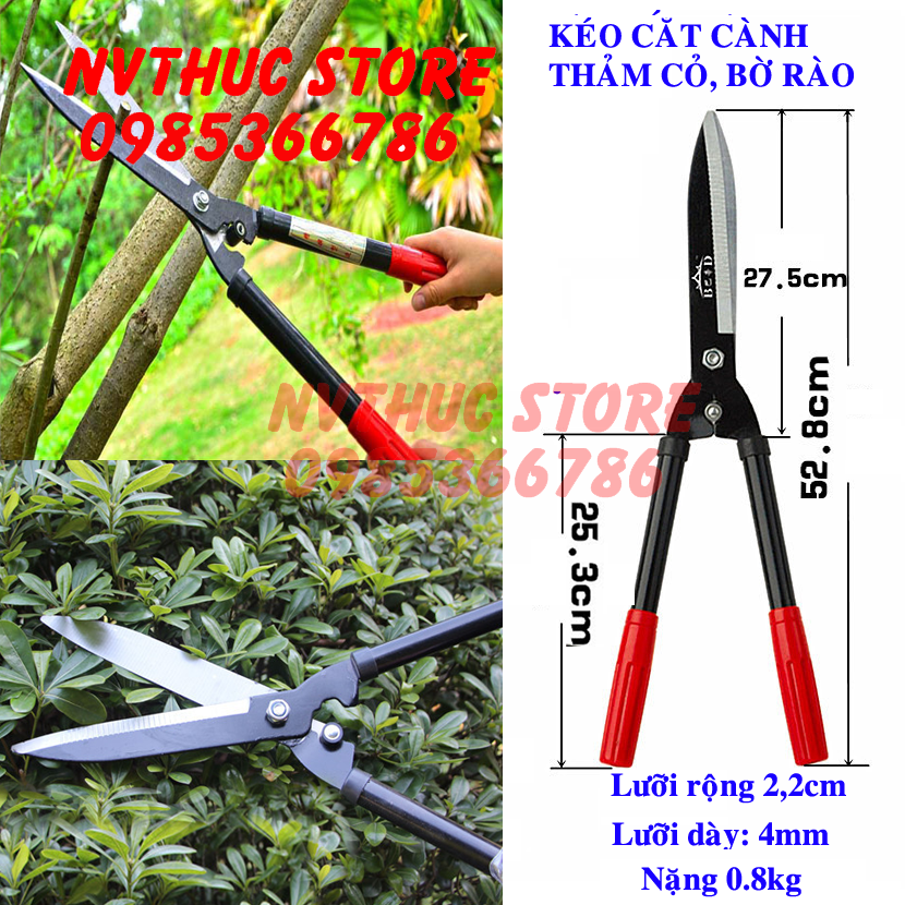 Kéo cắt cành cây, thảm cỏ chất liệu thép SK5, tay cầm bọc nhựa chắc chắn