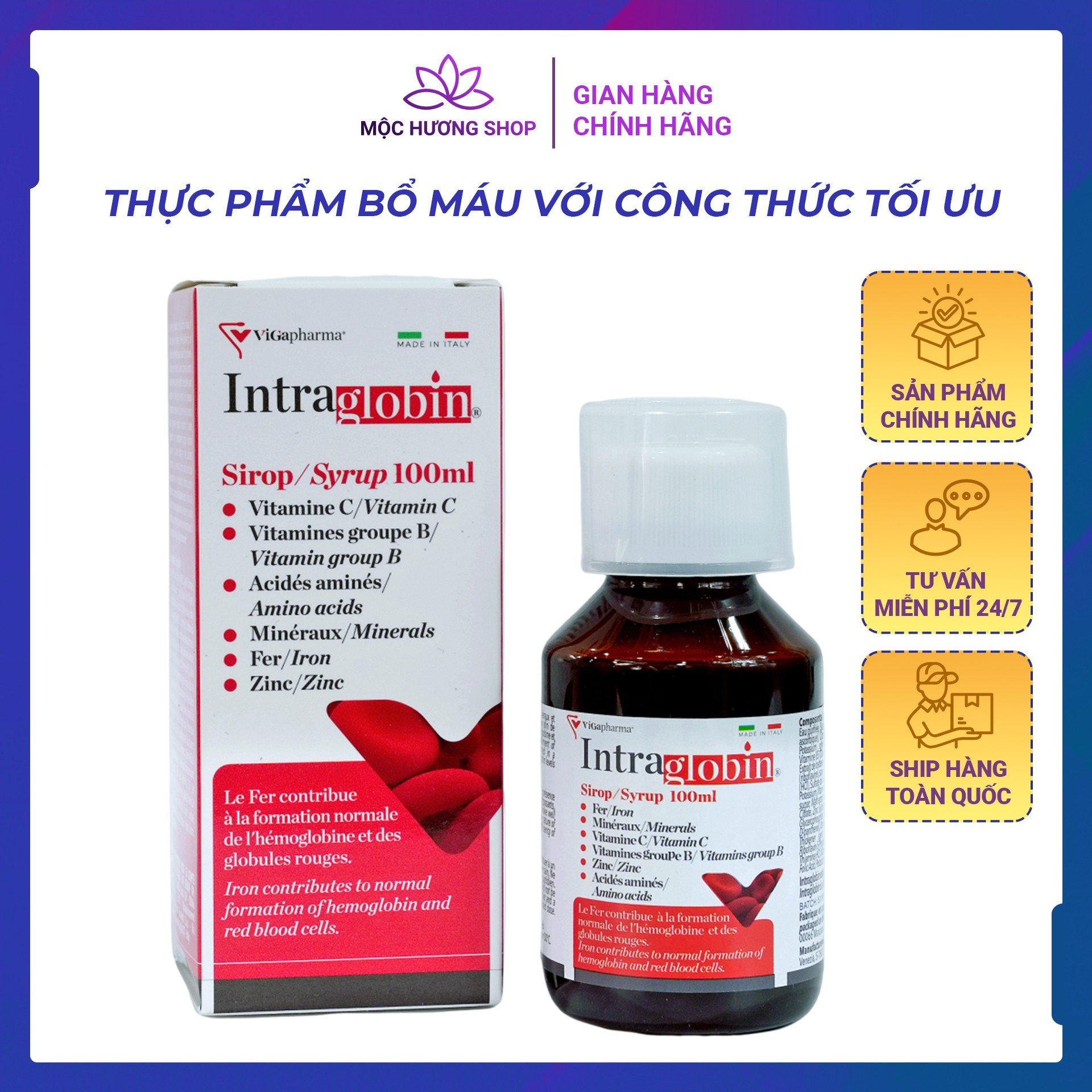 Tăng đề kháng Bổ máu bổ sung sắt với Viên sắt bổ máu INTRA GLOBIN Chăm Sóc Sức Khoẻ