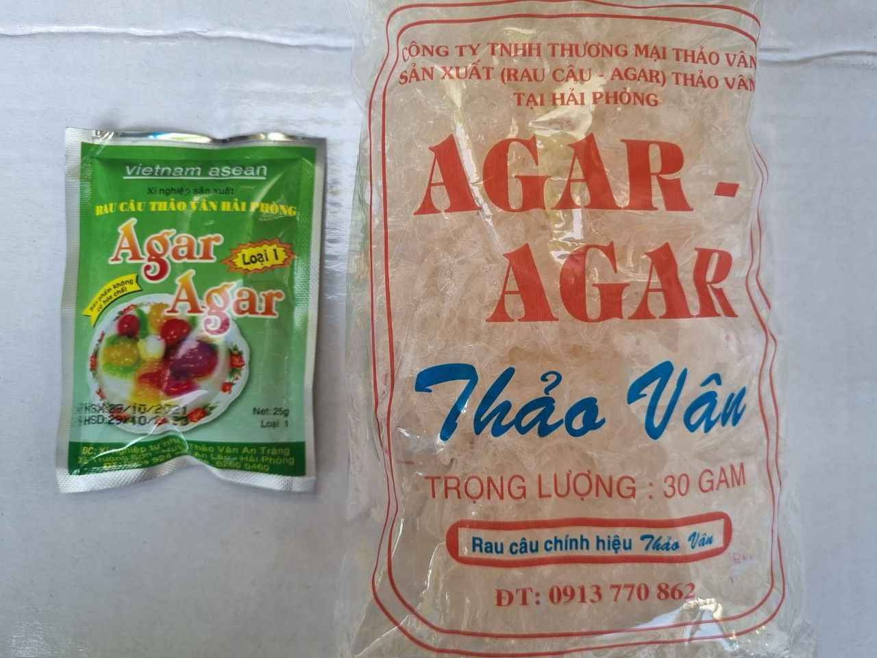 Combo: 1 gói bột rau câu giòn 25gr + 1 gói rau câu sợi 30gr Thảo Vân