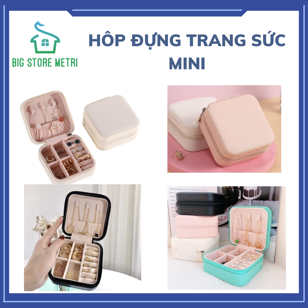 Hộp đựng trang sức mini. Hộp mini đựng trang sức đi du lịch có khóa kéo tiện lợi
