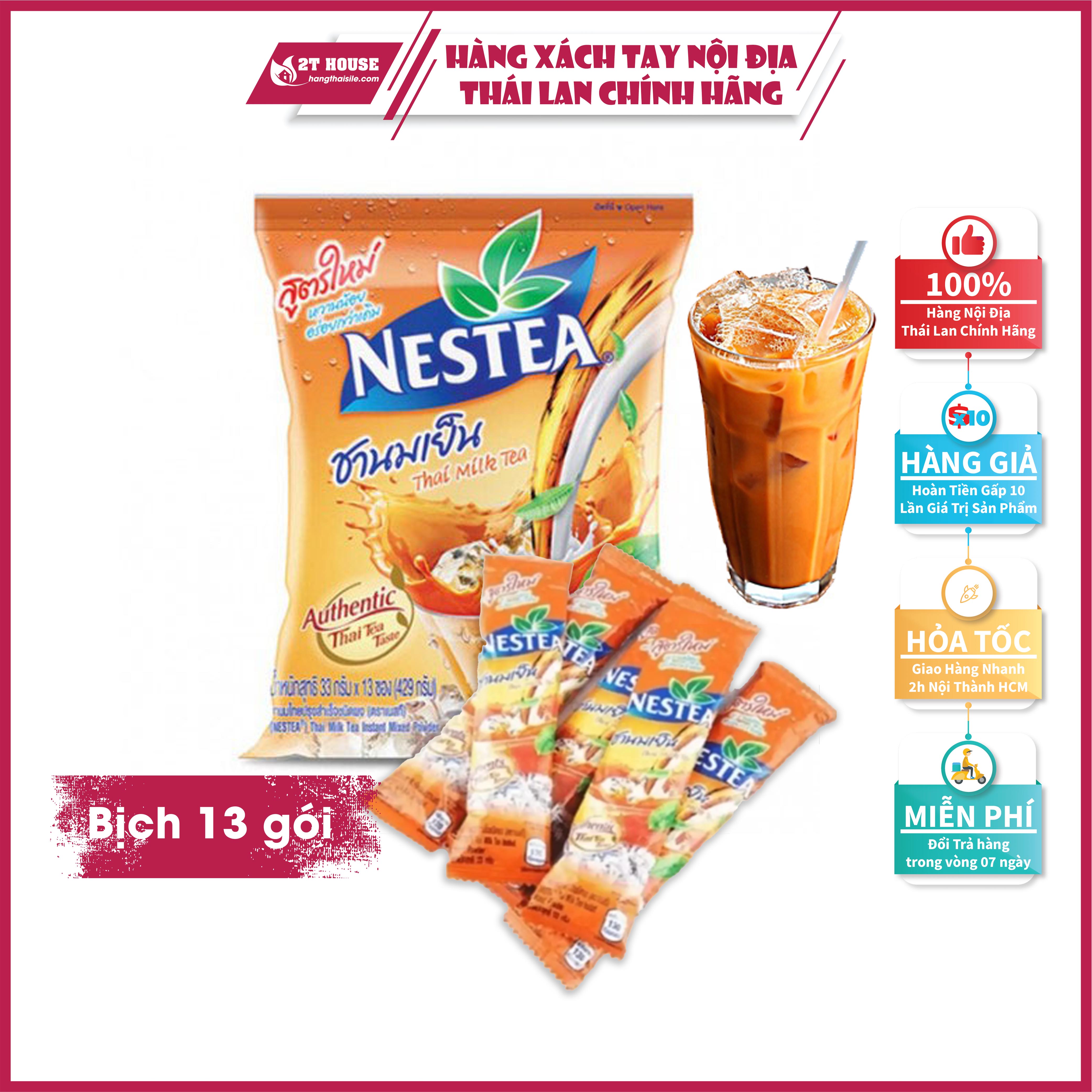 Trà sữa gói nestea siêu ngon bịch 13 gói thai milk tea thái lan 429g 2t house shop hàng thái lan nội địa chính hãng