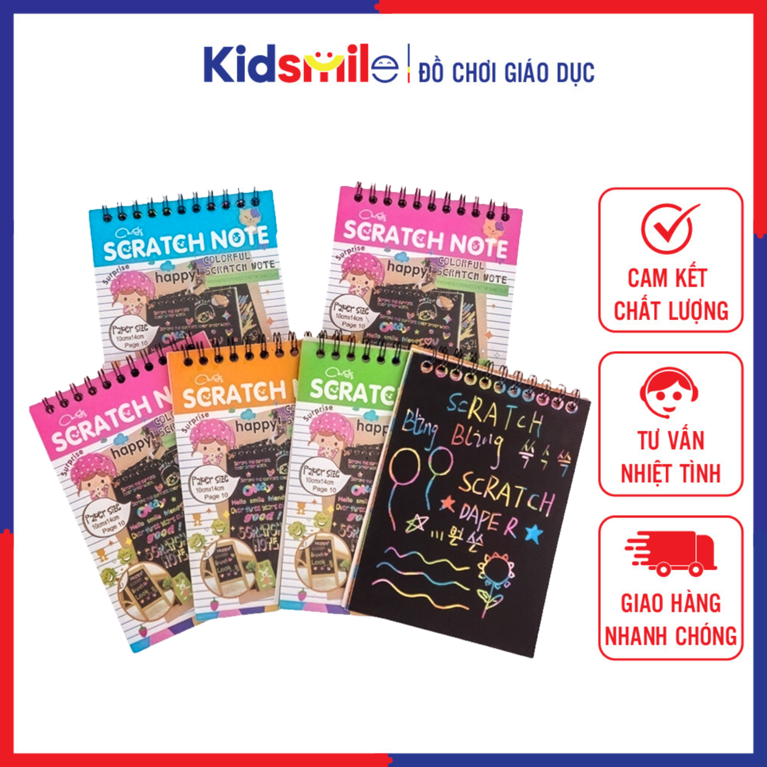 Sổ vẽ ma thuật SCRATCH NOTE 10 tờ tạo những nét vẽ đa sắc màu trên nền giấy đen kích thích phát triển sự tưởng tượng, sáng tạo cho trẻ em từ 3 tuổi trở lên