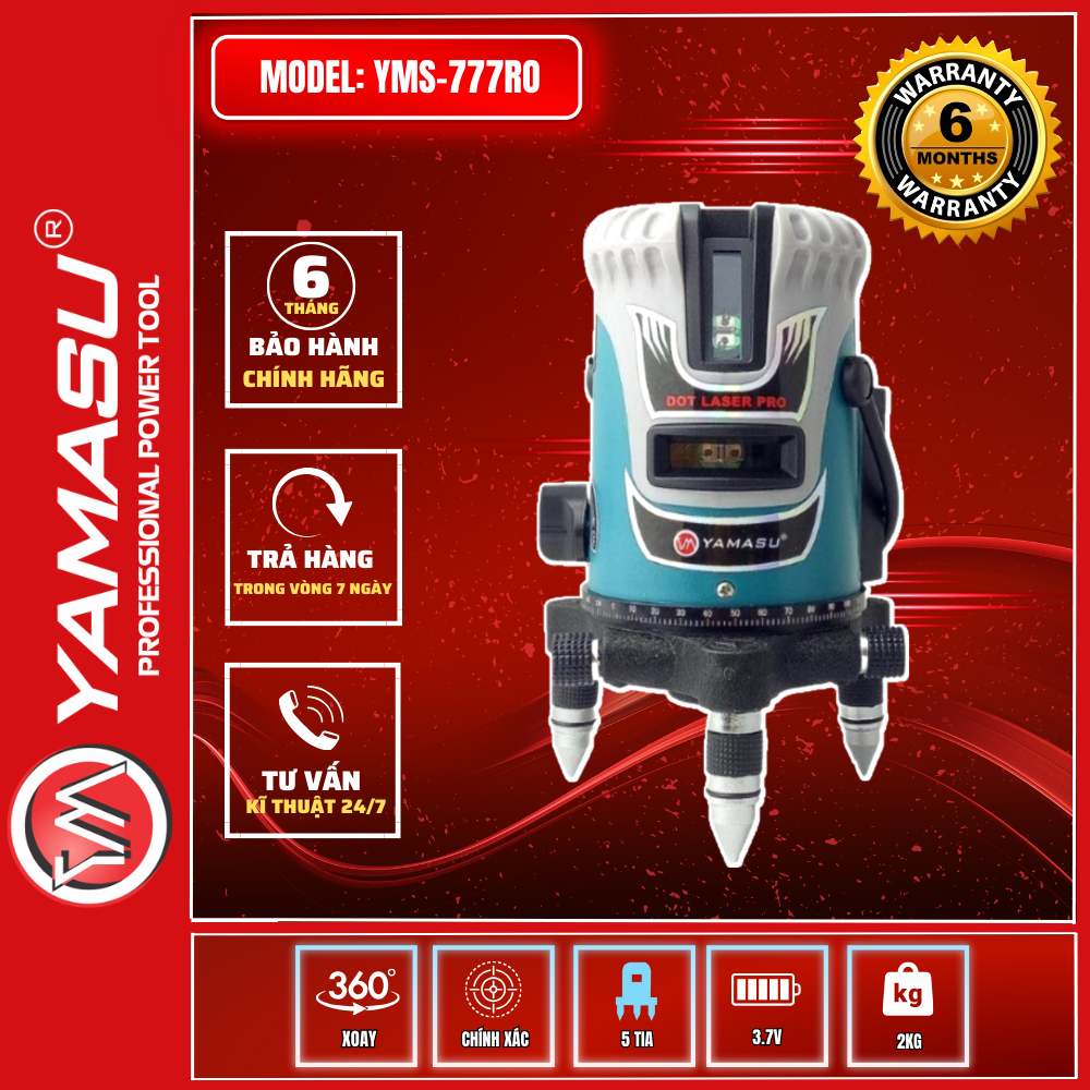 Máy cân bằng laser 5 tia xanh yamasu yms-777 pro bản cao cấp