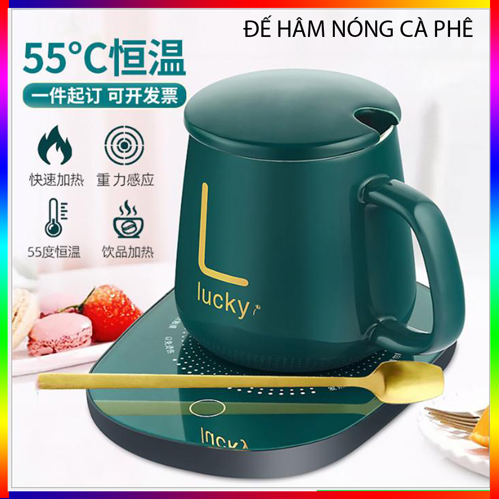 Cốc Hâm Nóng Cà phê - Thiết kế nhỏ gọn đẹp mắt, Đa năng kèm thìa ,Đế nhiệt nhanh nóng duy trì 50-60 độ,Dùng hâm nóng caphe sữa nóng ,Tiện lợi mà nhanh gọn dễ dàng sử dụng.