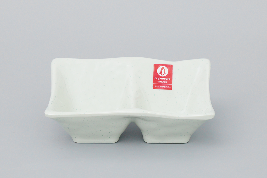 [HCM]Chén chấm nhựa Melamine 2 ngăn 12 cm Superwave DV116-4.5 GreML088