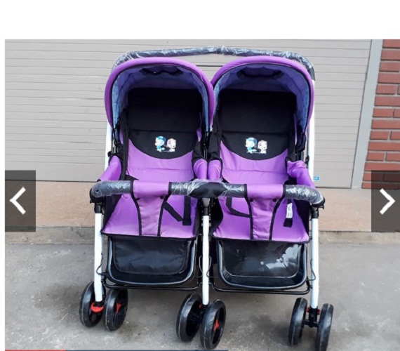 Xe đẩy đôi 2 chiều 3 tư thế (Có để chân + phanh hãm + mái che)