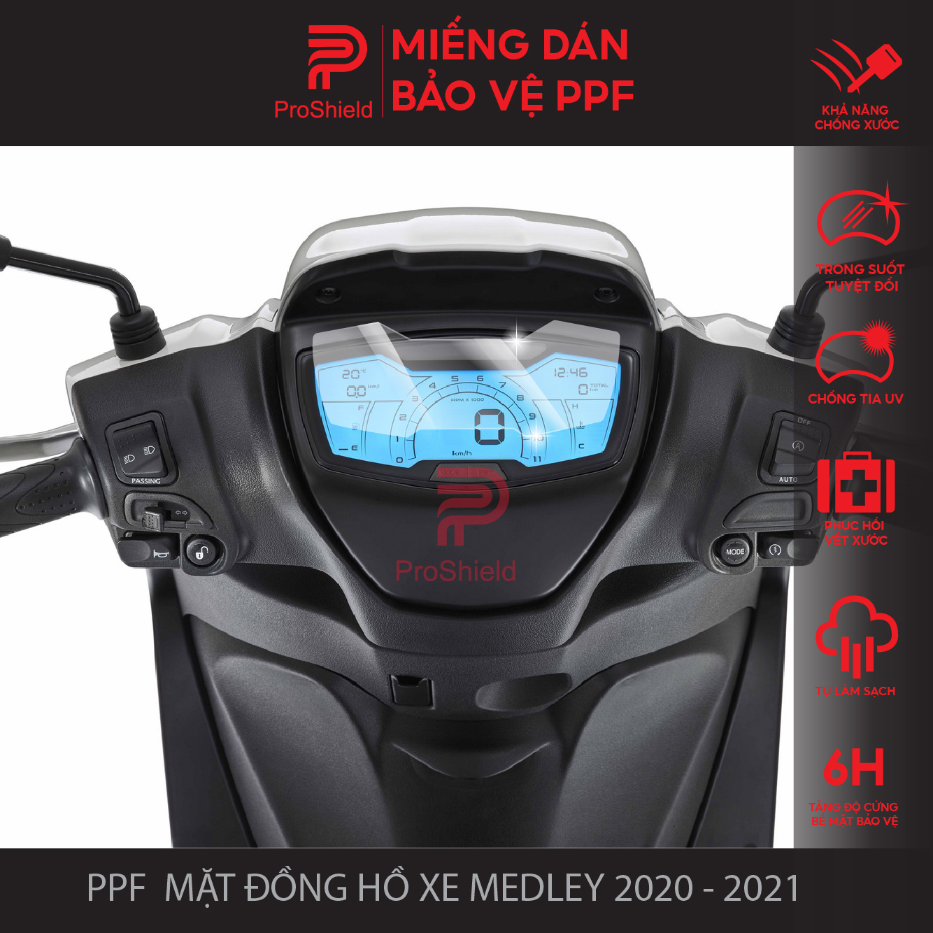 Miếng dán ppf bảo vệ mặt đồng hồ xe medley 2020-2021