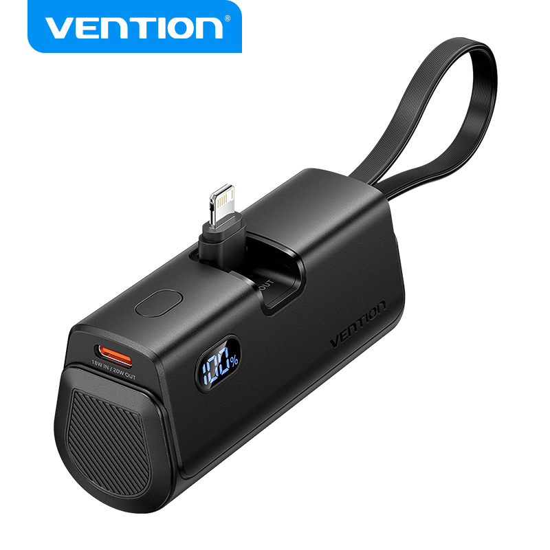 Vention Mini Powerbank 4800mAh - Sạc Dự Phòng Siêu Nhỏ Gọn Tích Hợp Cáp Lightning & Type-C 22.5W - M