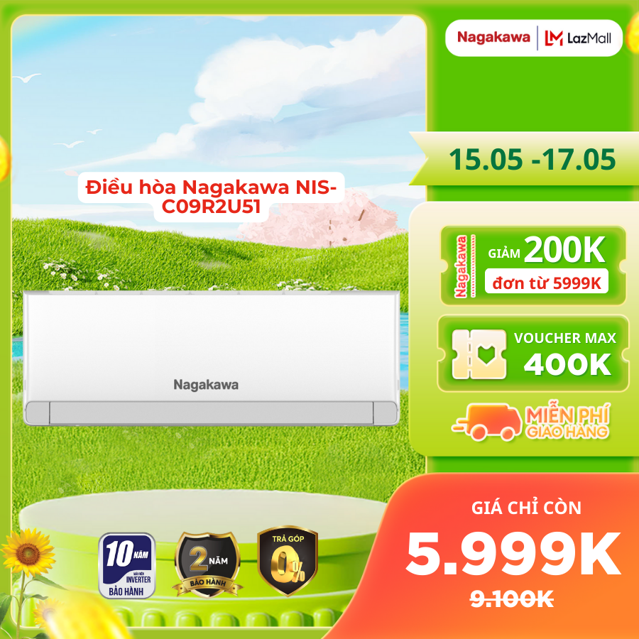 Điều hòa 1 chiều Nagakawa Inverter NIS-C09R2U51 - 9.000BTU, R32, Treo tường