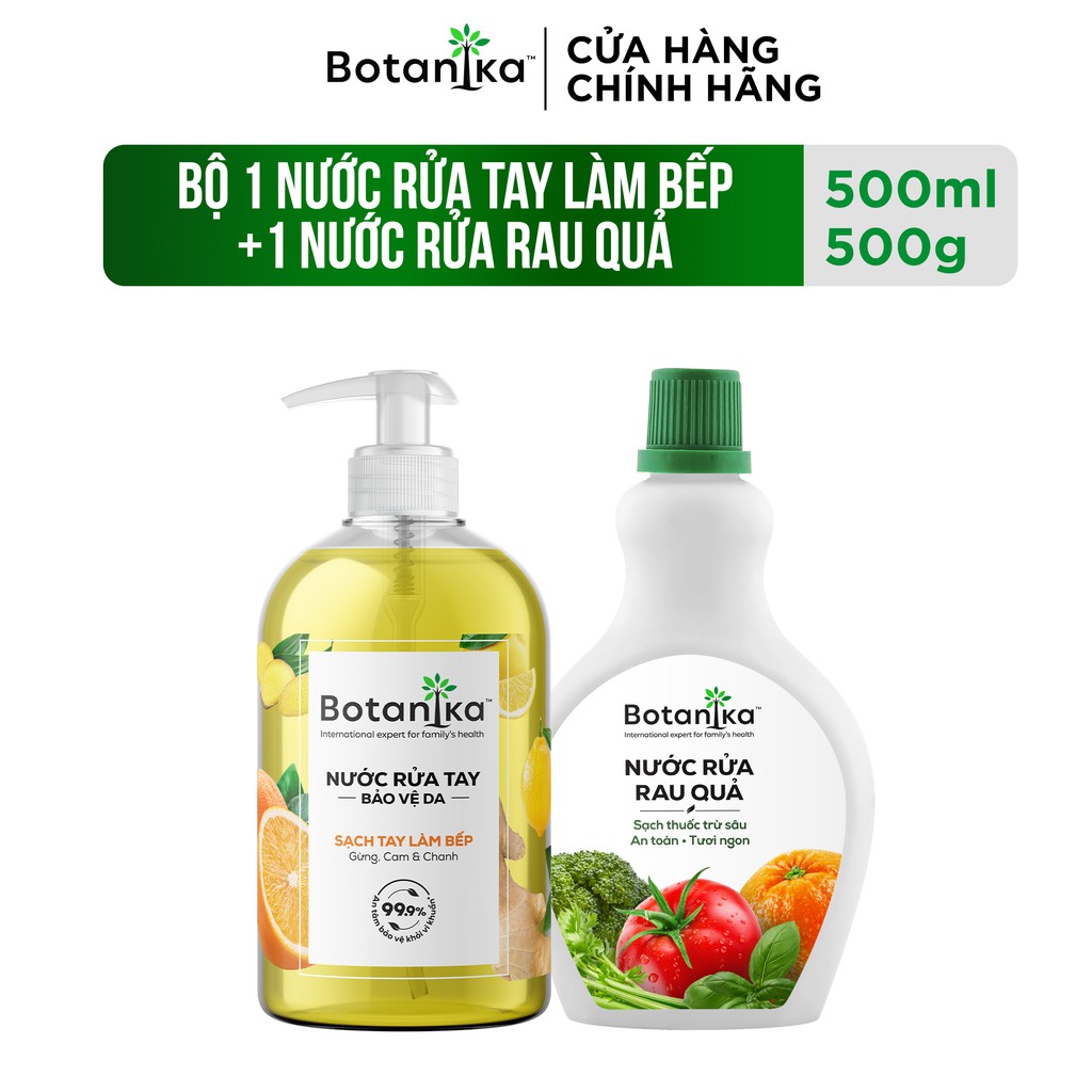 Combo Nước rửa tay làm bếp + Nước rửa rau quả Botanika