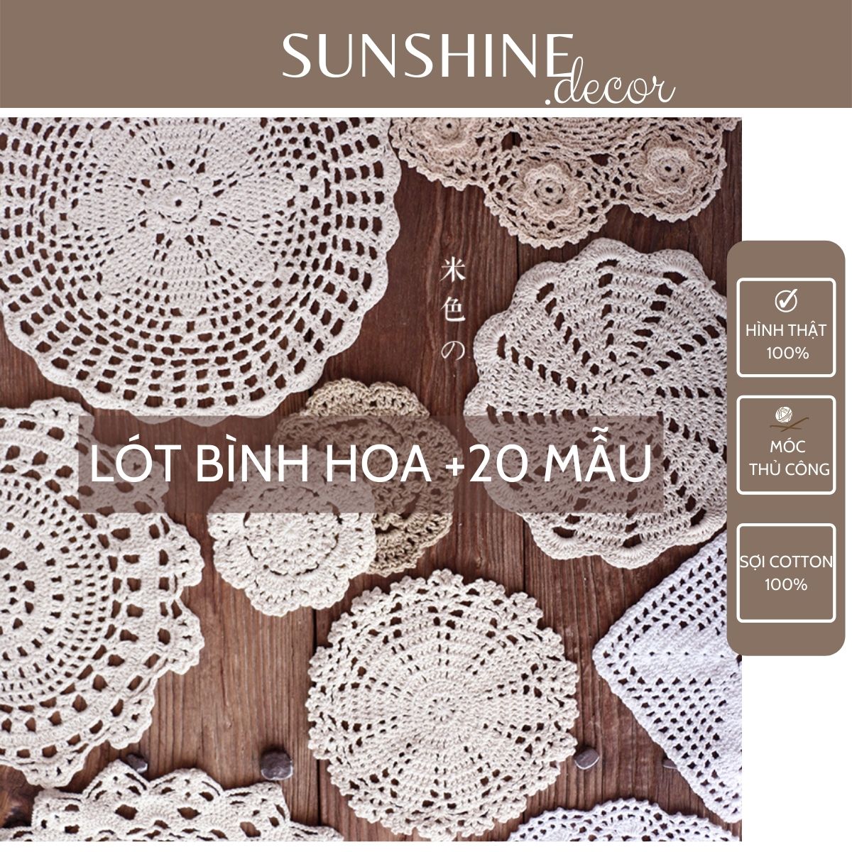 Tấm Lót Bình Hoa Lọ Hoa Bằng Ren Cotton Trang Trí Bàn Ăn Làm Phụ Kiện Chụp Ảnh