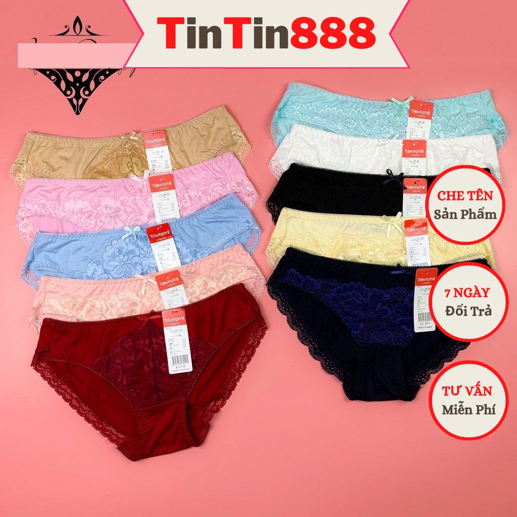 Bộ 5 Quần lót nữ cotton trơn phối ren co dãn bốn chiều kháng khuẩn trium 116 - Quần lót của nữ Việt Nam thấm hút mồ hôi mềm mát - TinTin888