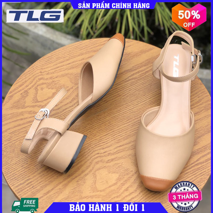 Giày nữ cao gót, Sandal nữ 3 phân gót trong siêu dễ thương Đồ Da Thành Long TLG 21341