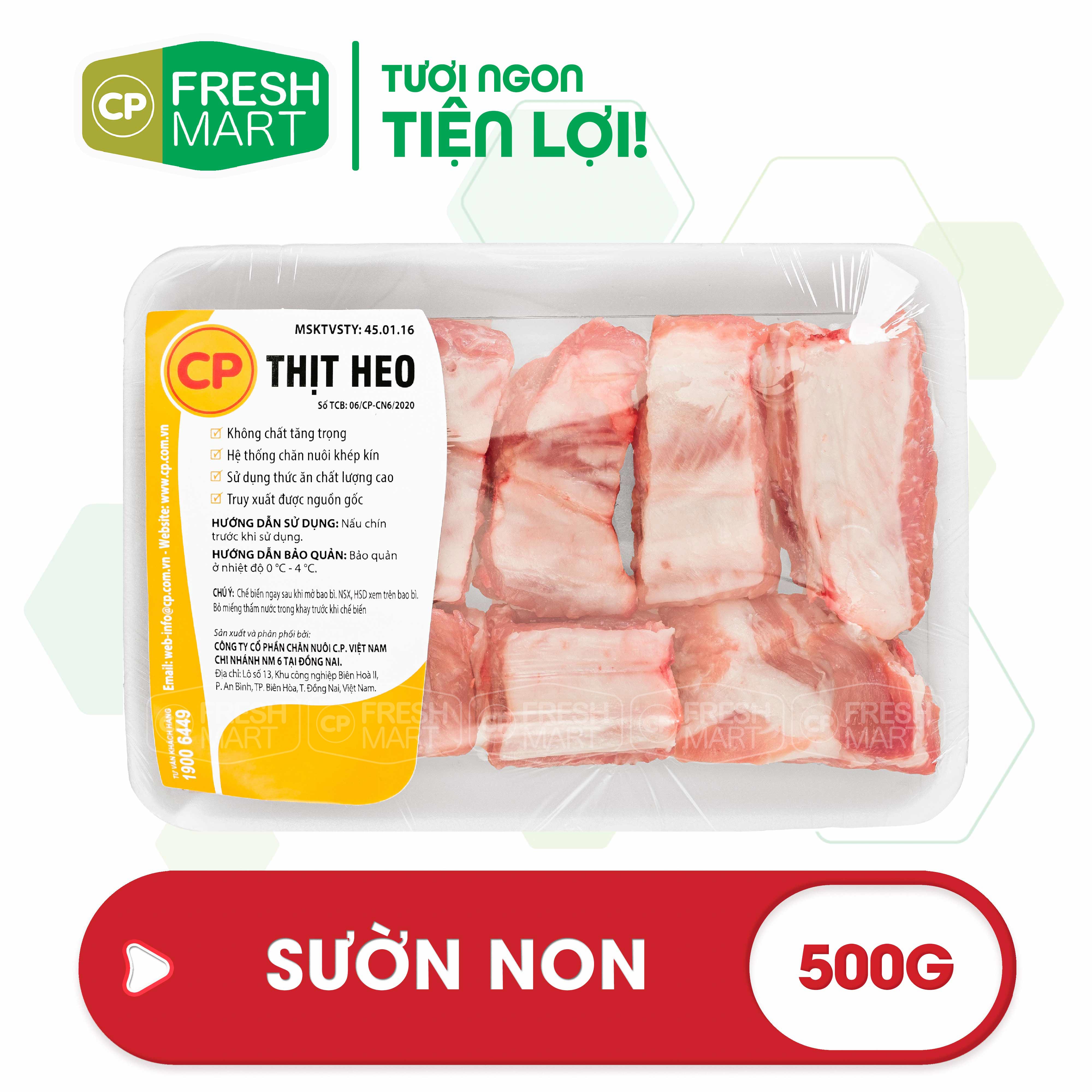 Sườn non heo cp 500g - thịt heo cp foods - tươi ngon tiện lợi - cp fresh mart