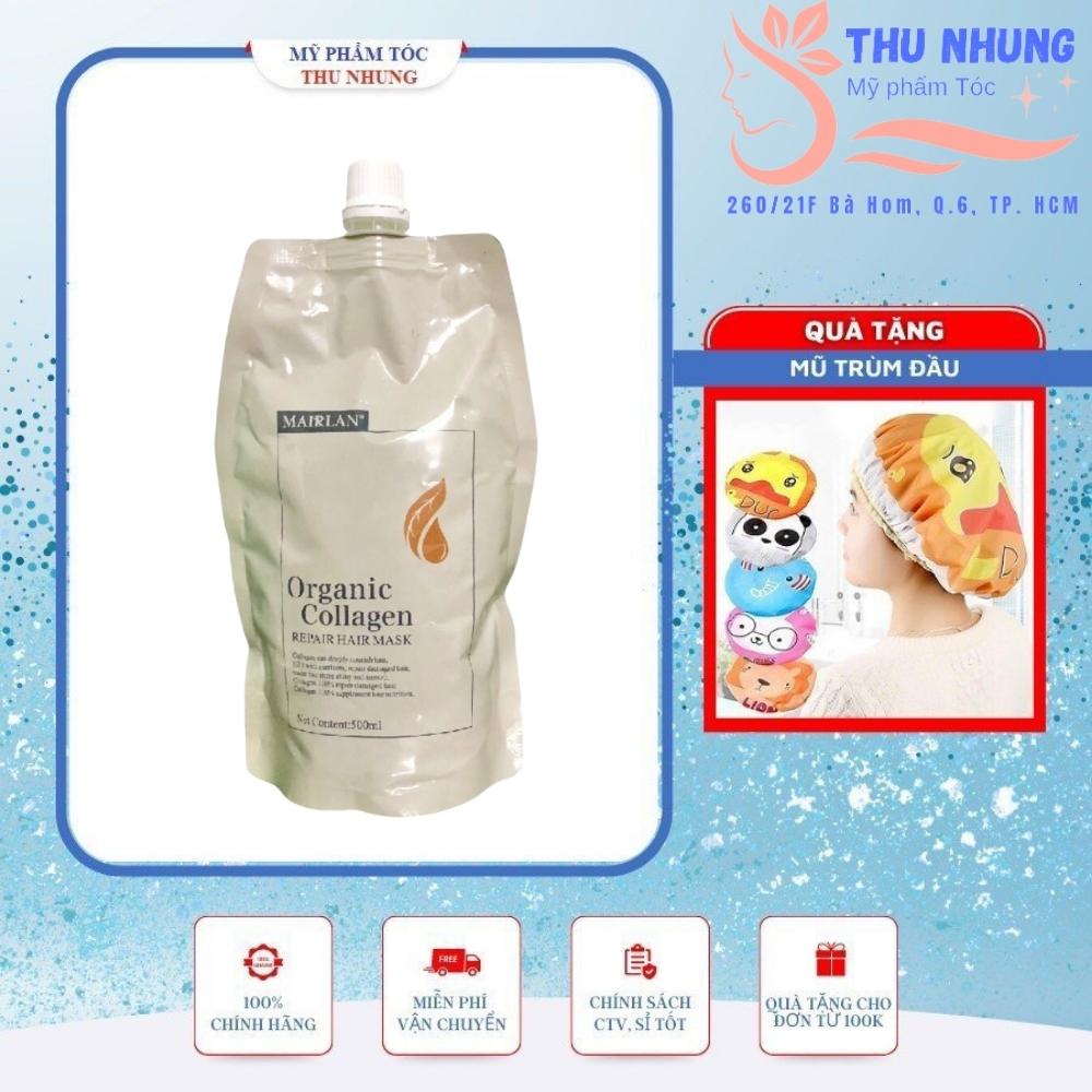 [+Tặng mũ trùm]Hấp phủ lụa Collagen Mairlan siêu mượt phục hồi tóc 500ml