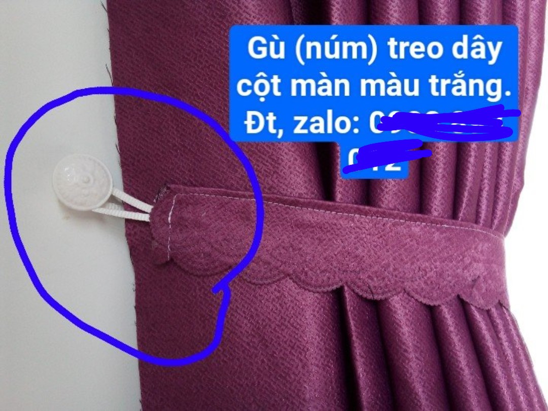 Gù treo dây cột màn cửa màu trắng