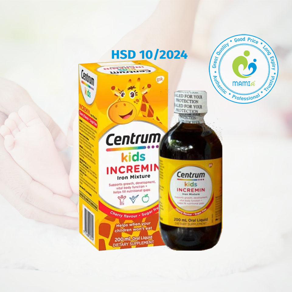 Siro giúp ăn ngon miệng và hấp thu tốt hơn cho trẻ từ 6 tháng tuổi Centrum Kids Incremin Iron Mixture, Úc