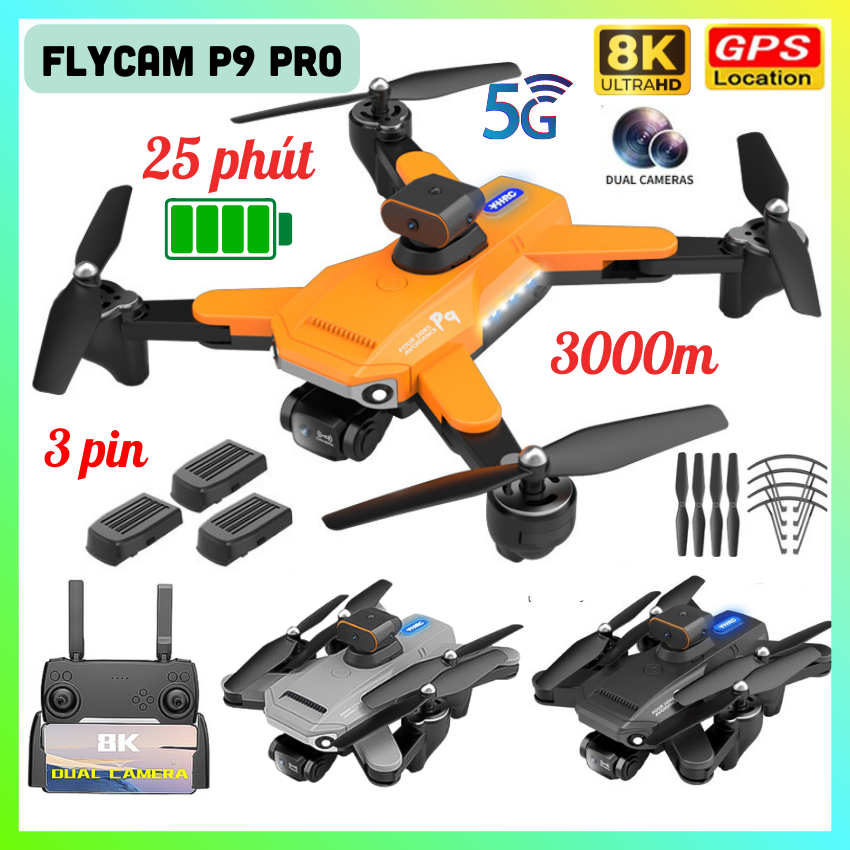 Máy bay không người lái mini Flycam P9 Pro Max - Drone camera 4k
