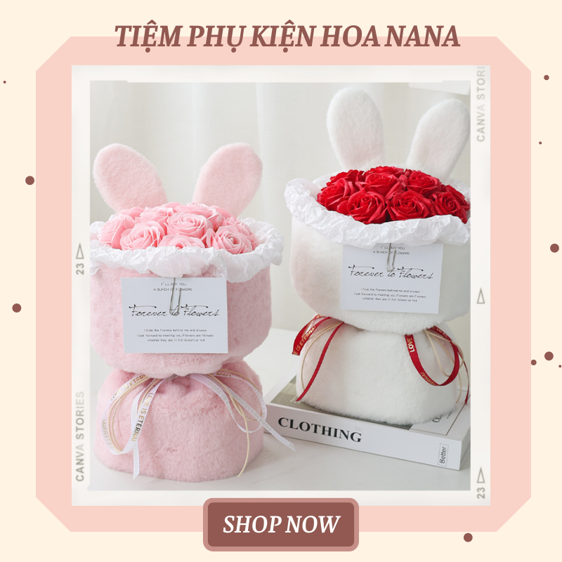 1 set làm bó hoa thỏ size to hot trend 2023